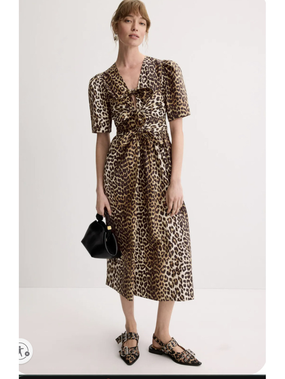 Ganni Leopard Printed Cotton Dress